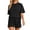 short sets 23#Black, variant on Short Sets Women 2 Piece Outfits Casual Summer Short Sleeve Solid Color Top and Shorts for Home Relaxation and Outdoor Activities