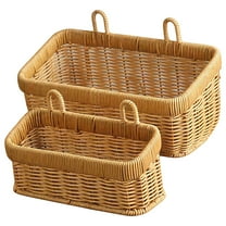 2 Pcs of Wicker Storage Baskets for Kitchen, Bedroom, Living Room, Wall-Mounted Design, Rattan Storage Bins, Multi-Function Storage for Ginger, Garlic, Eggs, Fruits, and Decor