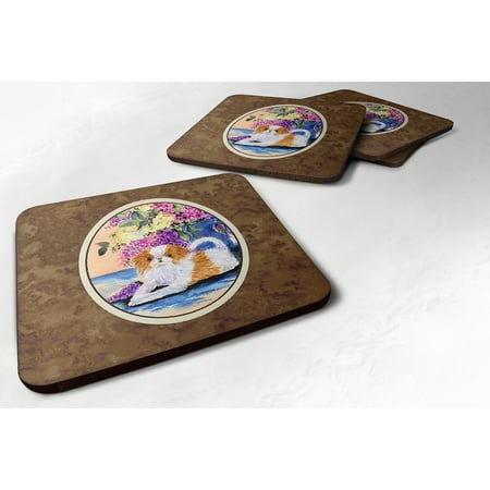 

Carolines Treasures SS8300FC Japanese Chin Foam Coaster Set of 4 3 1/2 x 3 1/2 multicolor