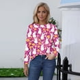 thumbnail image 6 of Lumtrix Easter Shirts For Women Bunny Graphic Tee Long Sleeve Eggs Print Tee Tops For Teen Girls Hot Pink M, 6 of 7