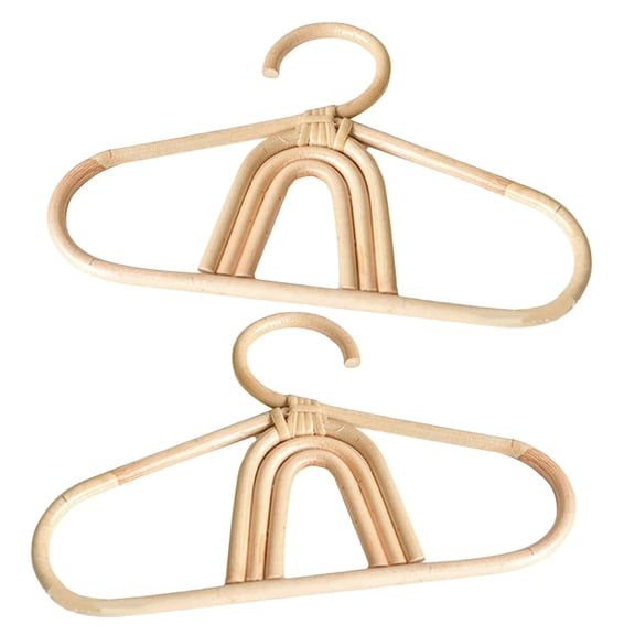 BESTYASH 2Pcs Khaki Rattan Closet Hangers Ideal for Organizing Clothes with Smooth Finish