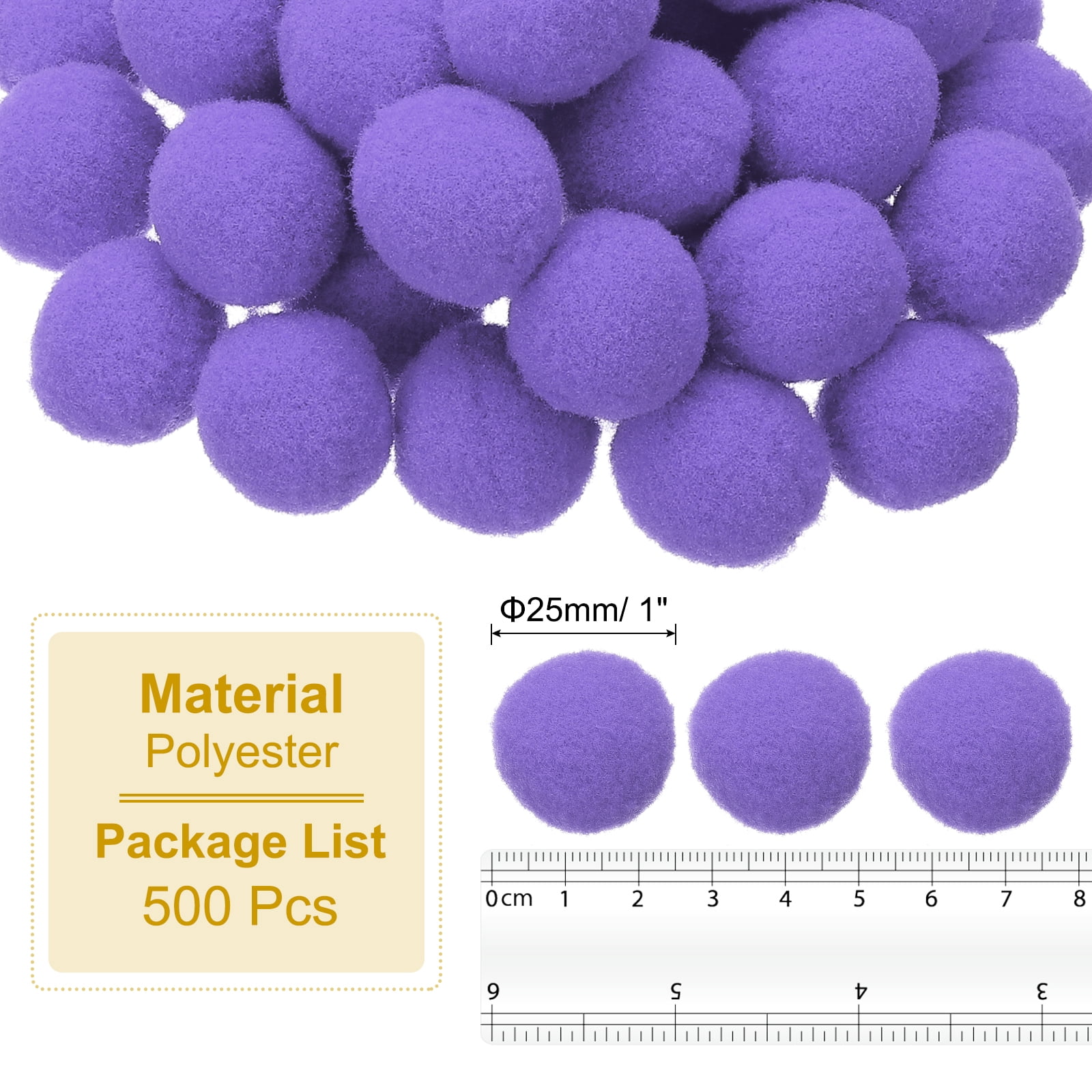 1inch Pom Poms for Crafts, 500pcs Pompoms for Crafts Puff Balls Bulk Fuzzy Balls for Hats Christmas Art DIY, Purple