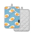 thumbnail image 2 of Pot Holders Set of 2 Heat Resistant 338℉ Kitchen Oven Gloves Potholder Cooking Baking Microwave Mitts Egg on Blue Background, 2 of 7