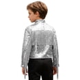 thumbnail image 3 of vastwit Kids Girls Boys Sequin Fringe Jacket Shiny Cowboy Outfit Disco Dance Top Long Sleeve Tassels Zip Up Glitter Coat White 10, 3 of 7