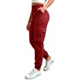 thumbnail image 5 of Fgnfyis Womens Cargo Pants High Waisted Casual Flat Front Pockets Elastic Everyday Comfort Cargo Trousers Women Pants Red XXL, 5 of 6