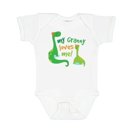 

Inktastic My Granny Loves Me Grandson Dinosaur Boys Baby Bodysuit