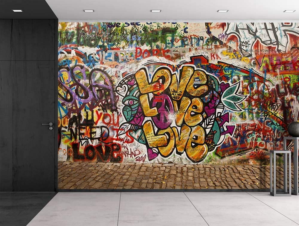 3D Colorful Graffiti Self-adhesive Removable Wallpaper Murals Wall Sticker FC