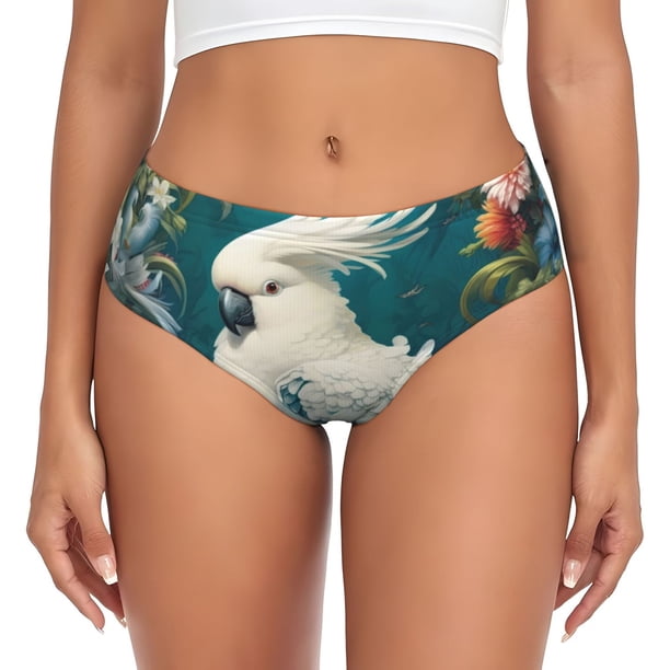 Balery Tropical Parrot Floral Artwork Ropa Interior de Algodón para Mujer con Dibujo – Braguitas Cómodas y Elásticas, Estilo Clásico-XX-Large