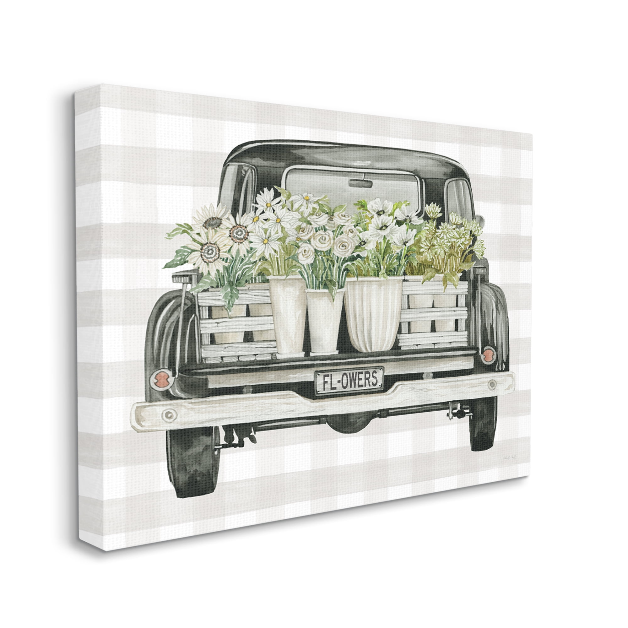Stupell Industries White Flower Blossoms Farm Truck Country Transportation,48 x 36, Design by Cindy Jacobs
