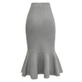 thumbnail image 4 of Plus Size Skirts for Curvy Women Solid Color High Waisted Long Skirt Casual Work Office Fishtail Maxi Skirts for Women 2025, 4 of 5