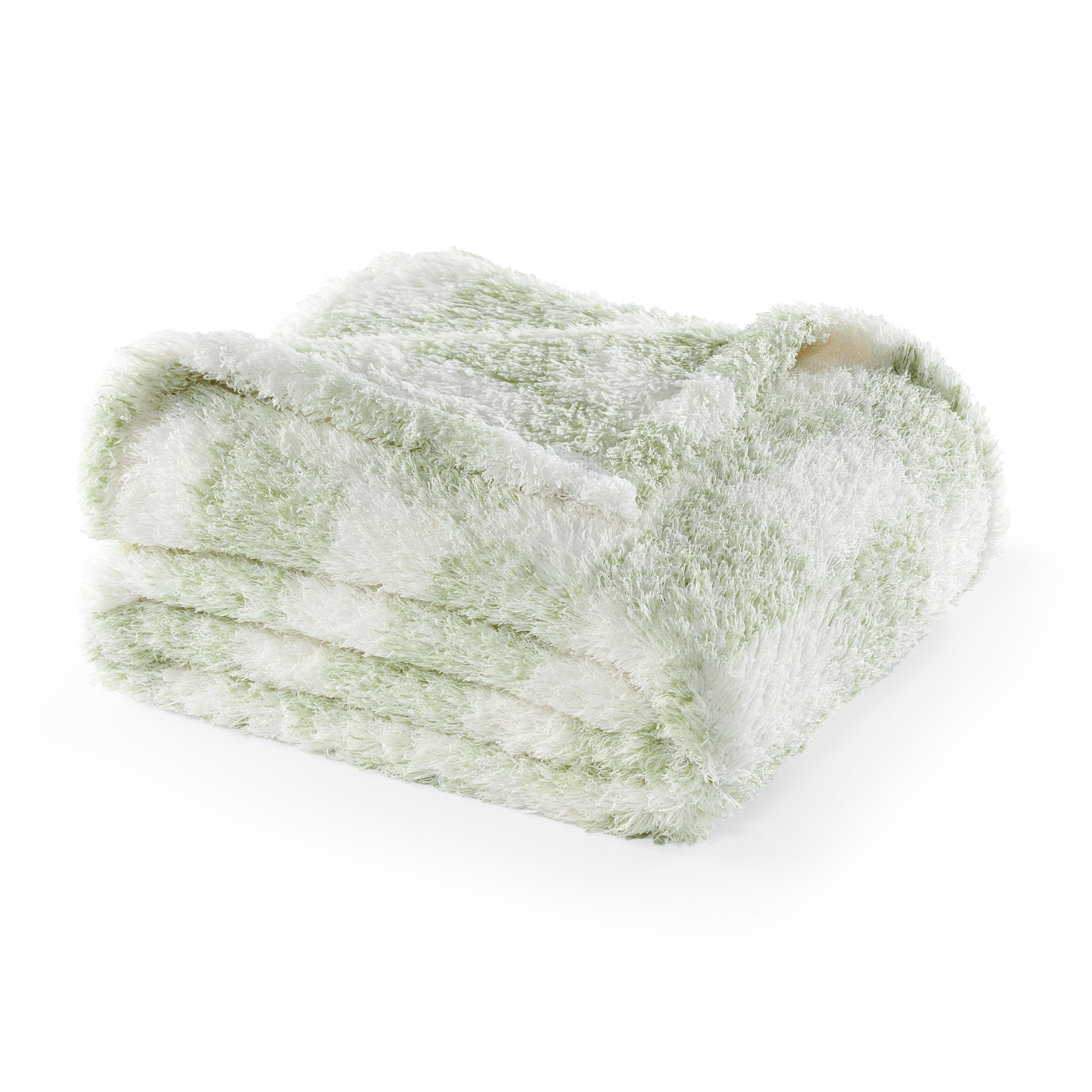CBCHome Checkered Chenille Furry Throw Blanket – Soft Plush Cozy Dorm Room Essential, for Sofa and Bed, Graduation Gift for Her and Teens (Desert Sage, 50"x60")