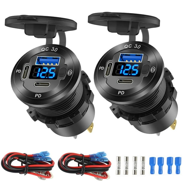 Enchufe de cargador de coche TIANWIDJEW, 12 V, salida USB, 3 puertos, 78 W