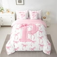 thumbnail image 2 of Castle Fairy Monogrammed Letter 7-Piece Bedding Comforter Set for Kids,Bow Alphabet King Bedding Sets,Dreamy Princess Ultra Soft Bed Sheets,Super Cozy Room Decor, 2 of 8