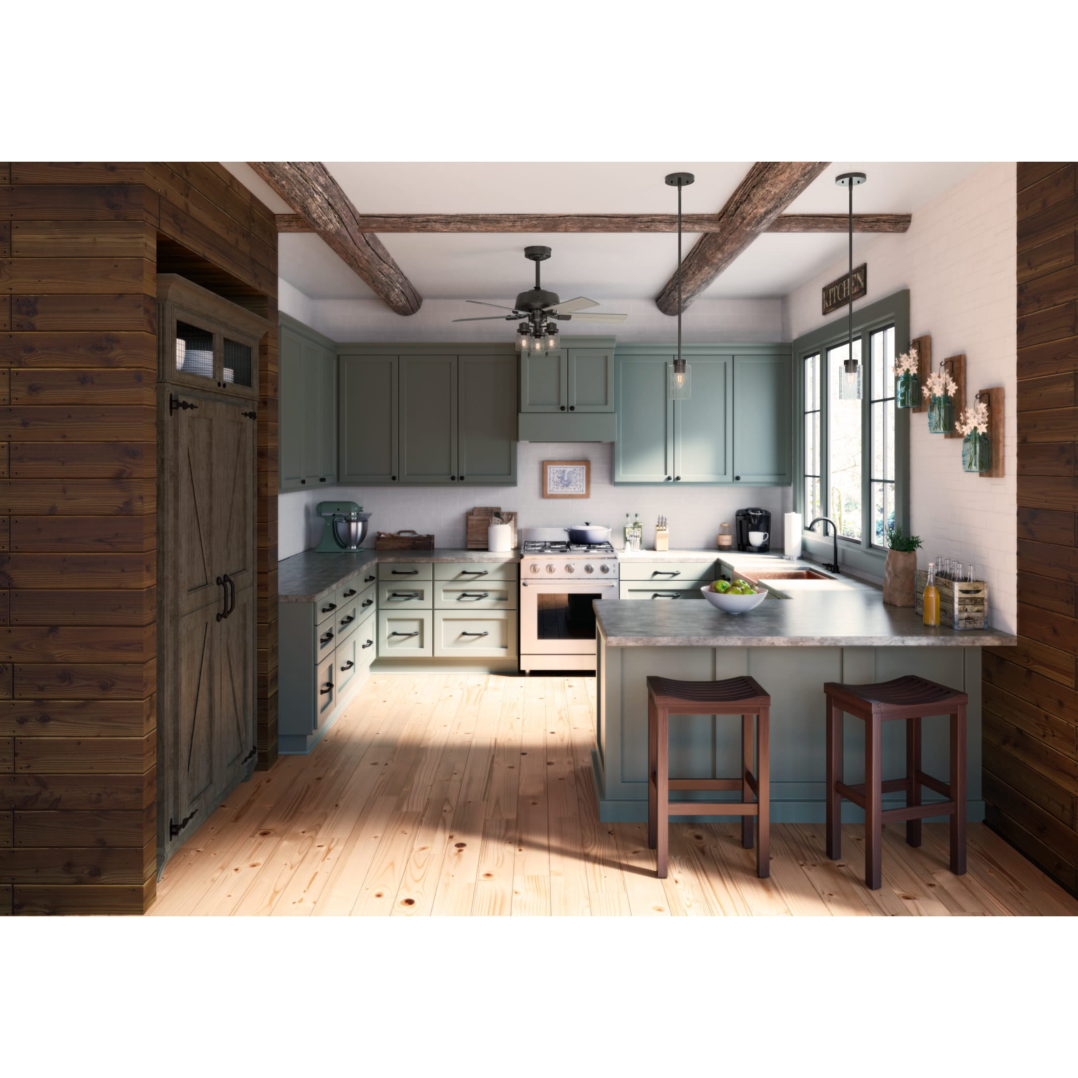 Hunter - Hartland 1-light Noble Bronze, Mini Pendant Light, Dimmable, Casual Style, Cylinder Shaped, for Bedrooms, Dining, Living Rooms - 19013
