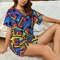thumbnail image 4 of Vsdgher Vintage Audio Cassettes Pattern Womens 2-Piece Short Sleeve Pajamas Set, 4 of 6