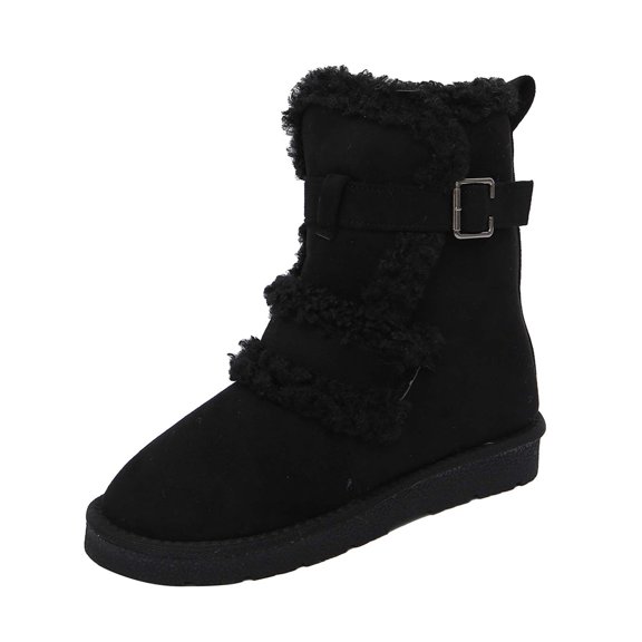 Boots With Thick Soles Cold Buckle Round Toe And Non Slippers