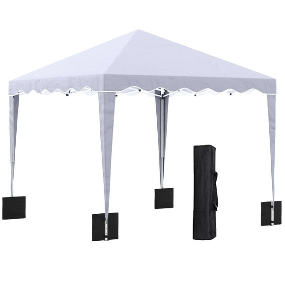 Outsunny 10' x 10' Pop Up Canopy Tent, Instant Shelter with Carry Bag, Adjustable Height, Garden Outdoor Party Tent, White