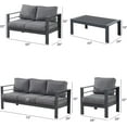 thumbnail image 5 of Superjoe 5 Pcs Outdoor Aluminum Furniture Set 7 Seats Patio Sectional Chat Sofa Set Metal Conversation Sofa with 5 Inch Cushion and Coffee Table for Balcony, Garden, Dark Grey, 5 of 9