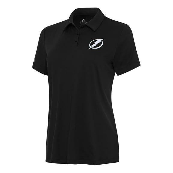 Women's Antigua Black Tampa Bay Lightning Reprocess Polo