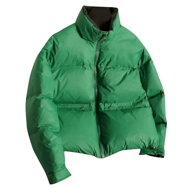 Parkas de manga larga para mujer, abrigo corto holgado de invierno, grueso y cálido, a la moda, de manga larga