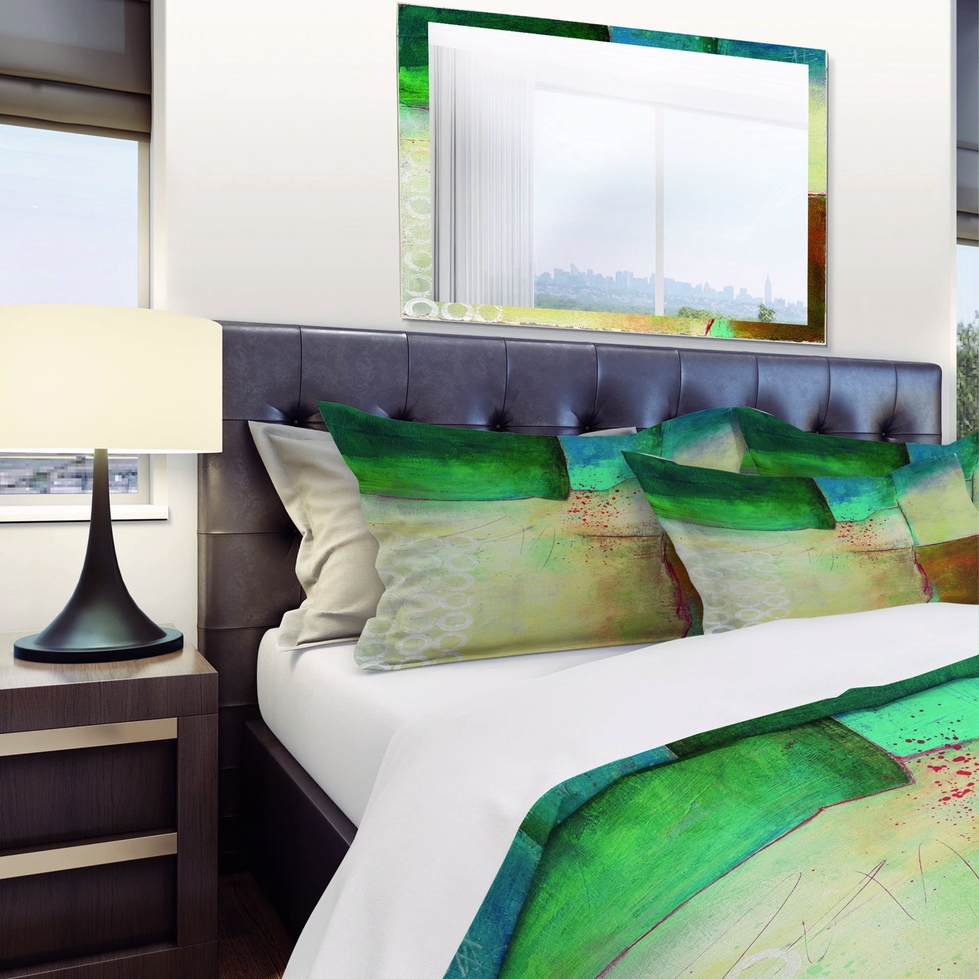 Designart 'Abstract Impression of Watercolour Blue and Yellow' Geometric Duvet Cover Set