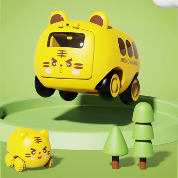 Coche de juguete con forma de catapulta, diseño de animales de dibujos animados, para niños. Mini coche de inercia con rebotes. Rompecabezas interactivo para padres e hijos.