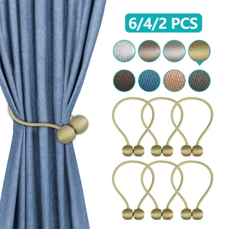 Tie Backs Drapery 2/4/6-Pack Magnetic Curtain Tieback Decorative Rope Holdback Simple Modern Tie Backs Holders for Home Curtains, 16 Inch Long ()