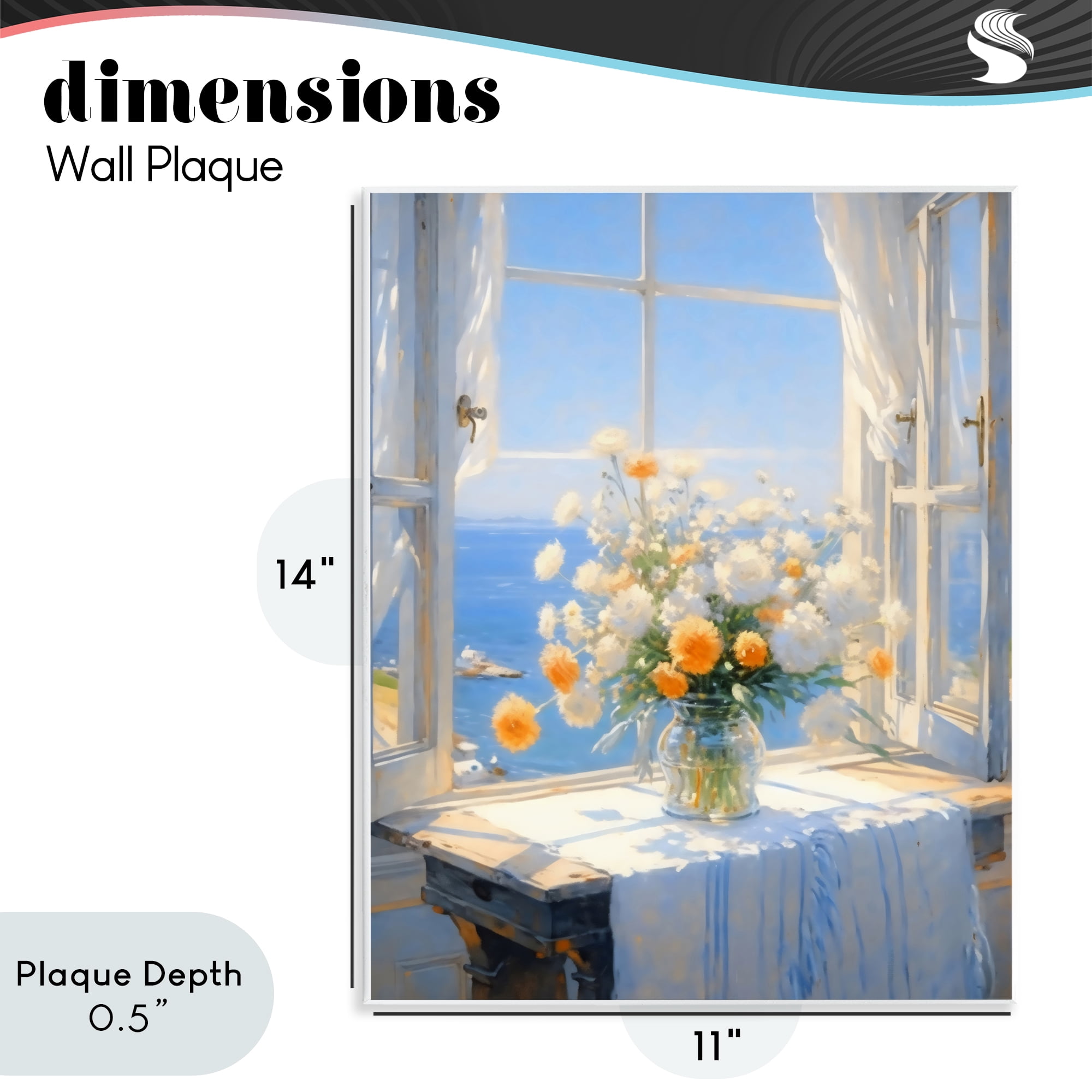 Stupell Industries Floral Window View of Sea Wall Plaque Art, design by Creative Studio