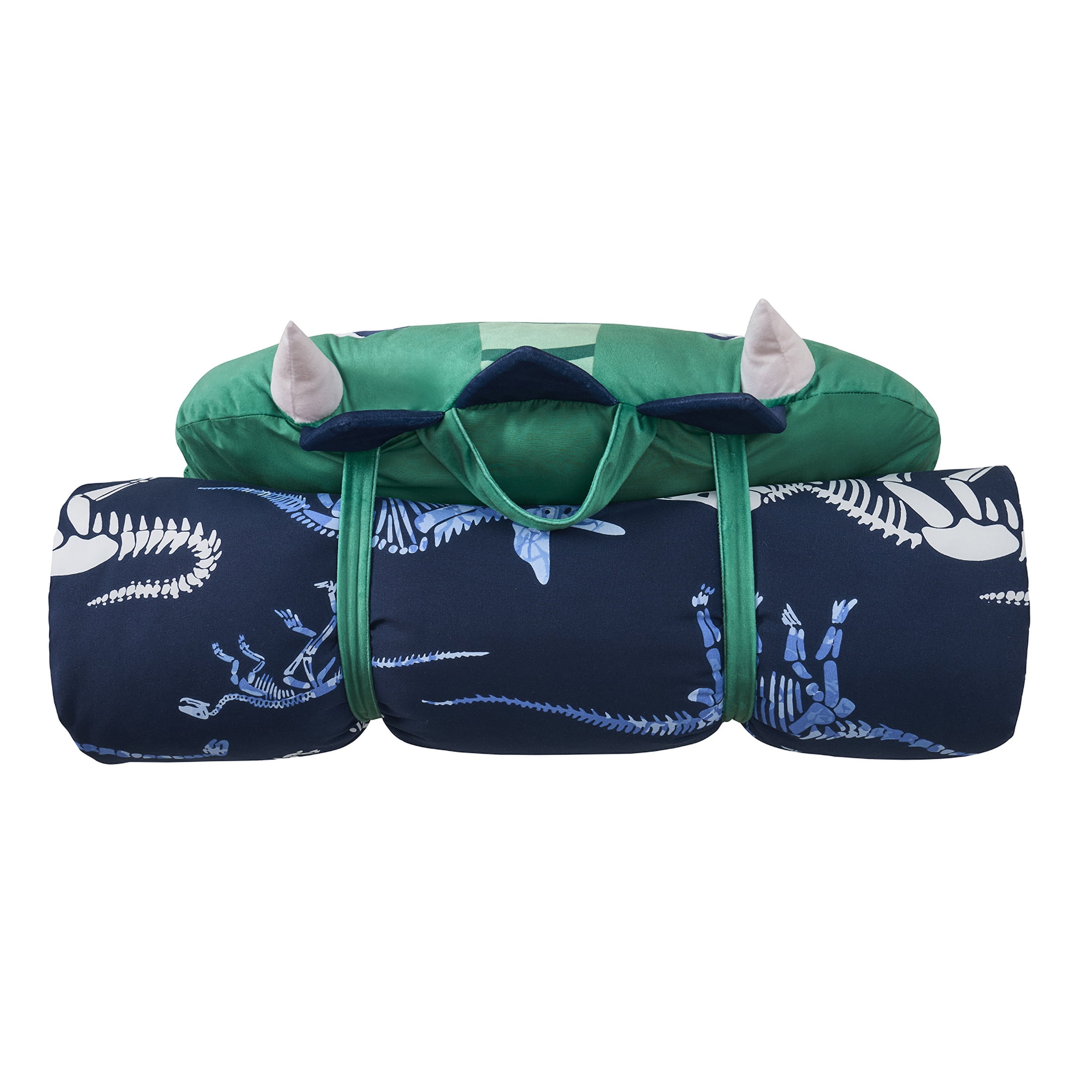 Your Zone Green Dinosaur Glow in the Dark Kids Nap Mat, 24" x 70"
