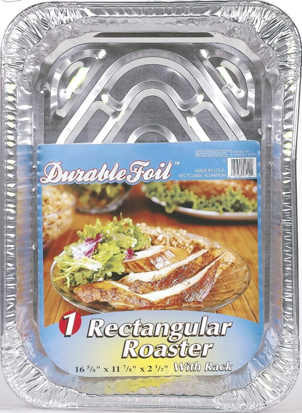 Durable Foil D41110 17 Aluminum Rectangular Roaster With Rack 