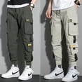 thumbnail image 4 of Pantalones Cargo Para Hombre Cinta Lateral Suelta Jogger Negro Beige Ejército Verdepangjing, 4 of 4