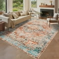 thumbnail image 6 of Garvee 4'x6' Vintage Area Rug Retro Oriental Indoor Carpet with Non Slip Backing, Washable Rug Distressed Foldable Floor Mats for Living Room Bedroom Dining Room, Red, 6 of 8