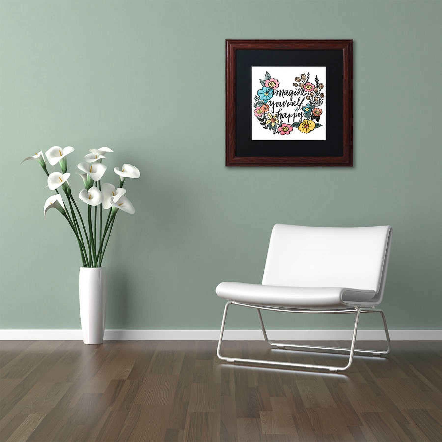 Trademark Fine Art "Imagine Yourself Happy Color" Canvas Art by Elizabeth Caldwell, Black Matte, Wood Frame