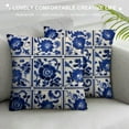thumbnail image 3 of COMIO  Navy Blue Ethnic Boho Pillow Covers  Bohemian Carpet Style Vintage Navy Flower Print Decorative Throw Pillows Outdoor Lumbar Pillowcase Home Decor for Sofa Bed, 3 of 5