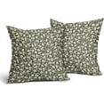 thumbnail image 2 of Olive Green Beige Daisy Floral Pillow Covers 20X20 Inch Vintage Flowers Decorative Pillow Cases Set of 2 Block Print Cotton Linen Throw Pillows Farmhouse Decor For Couch Porch Bed Cushion Outdoor, 2 of 6