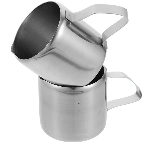 Raindrops 2pcs Stainless Steel Milk Frothing Pitcher for Coffee and Espresso Latte Frother Cup Metal Steaming Pitcher