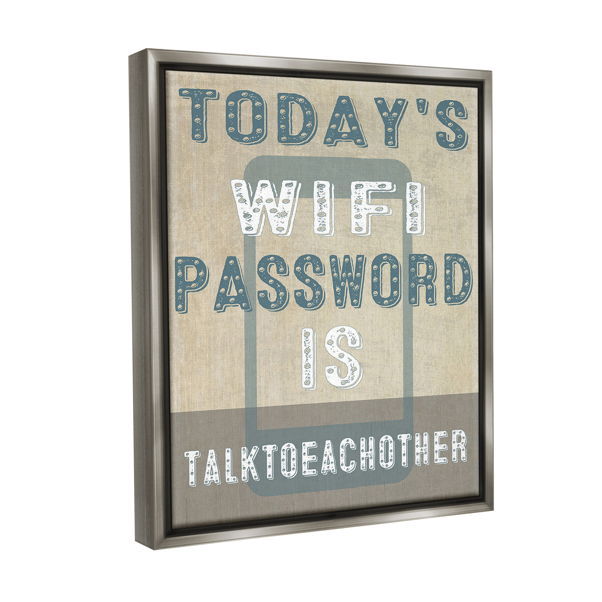 Stupell Industries Funny Wi-Fi Password Typography Painting Gray Floater Framed Canvas Art Print Wall Art, 25 x 31