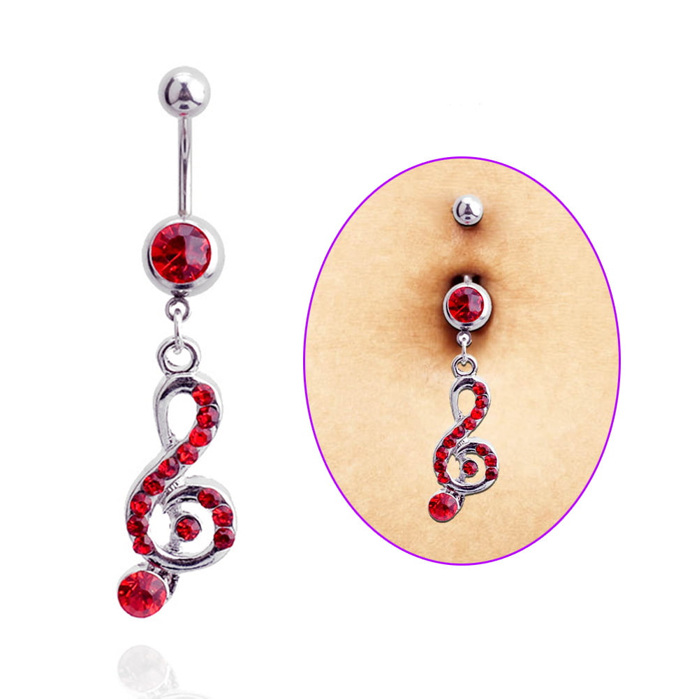 New Rhinestone Tassel Dangle Button Bar Belly Navel Ring Body Piercing Jewelry 