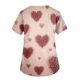 thumbnail image 5 of Womens Valentine Day Scrub Tops Love Heart Print V Neck Nursing Cute Workwear Quick Dry Short Sleeve Medical Scrub Tops with Pockets Wine 2XL, 5 of 5