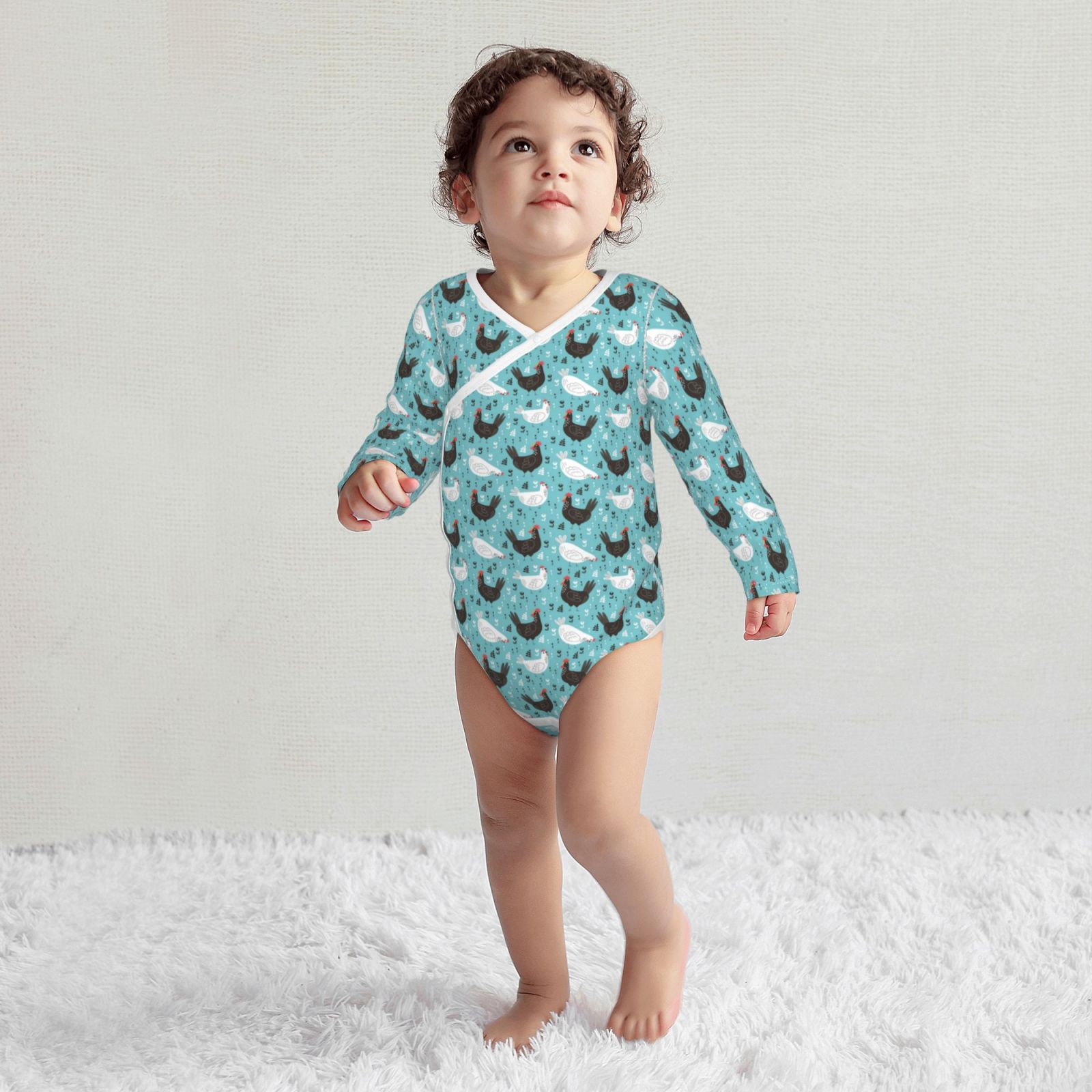 Xecao Lovely Roosters Print Baby unisex-baby Cotton Long-sleeve Bodysuits-3 Months