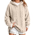 thumbnail image 2 of Zysthvn Casual Hoodies for Women Drawstring Pullover Fall Fleece Women's Sweatshirts Lightweight Loose Fit with Pockets Long Sleeve Solid Tops, 2 of 10