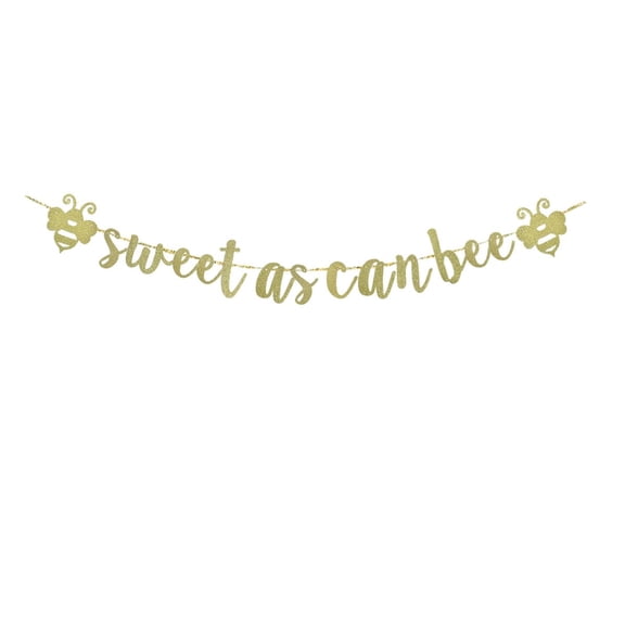 Sweet As Can Bee Gold Glitter Banner Sign For Bumble Bee Themed Party Bunting, Baby Shower/Gender Reveal Party Decorating Supplies Backdrops