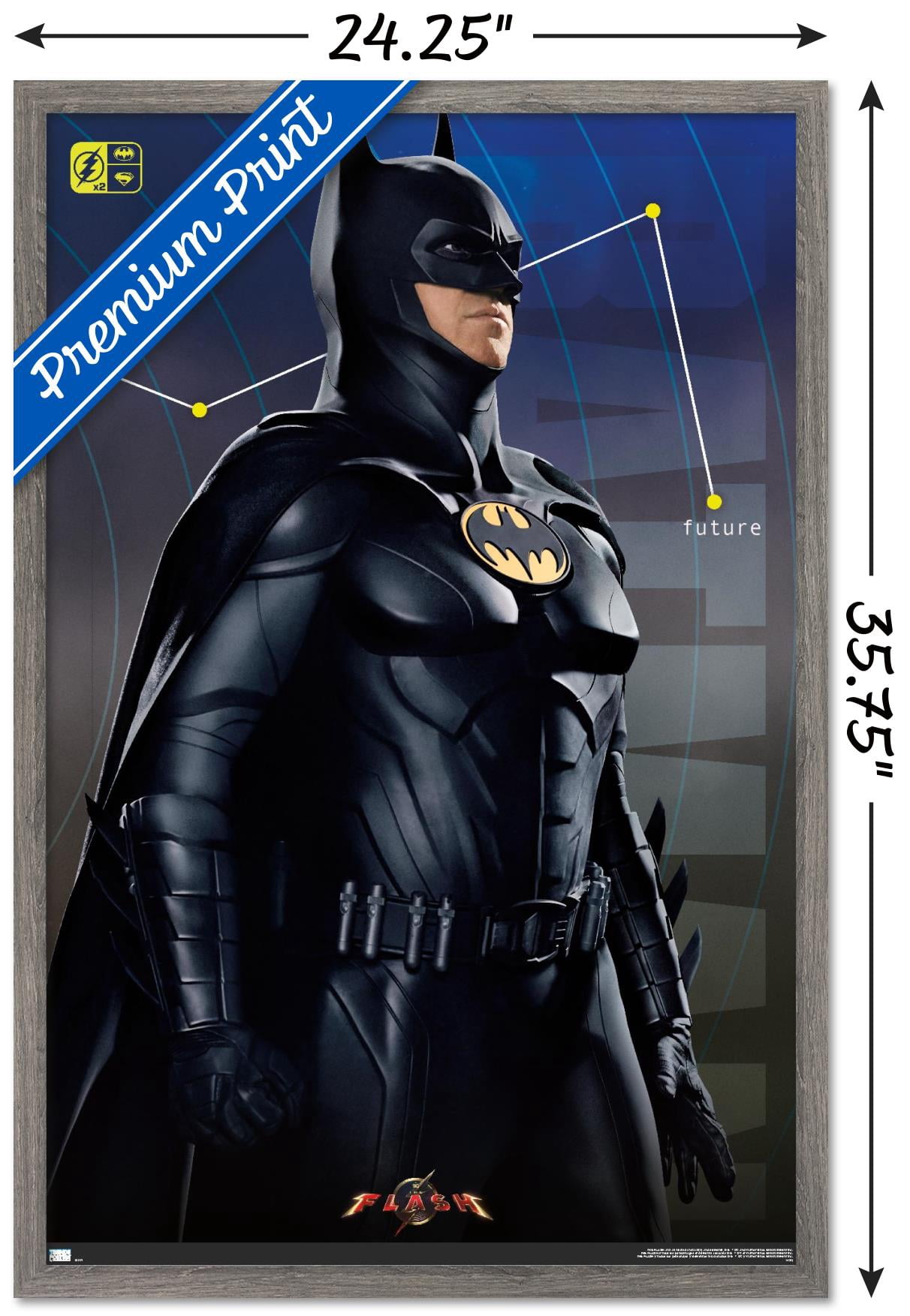 DC Comics Movie The Flash - Batman Triptych Wall Poster, 22.375" x 34" Framed