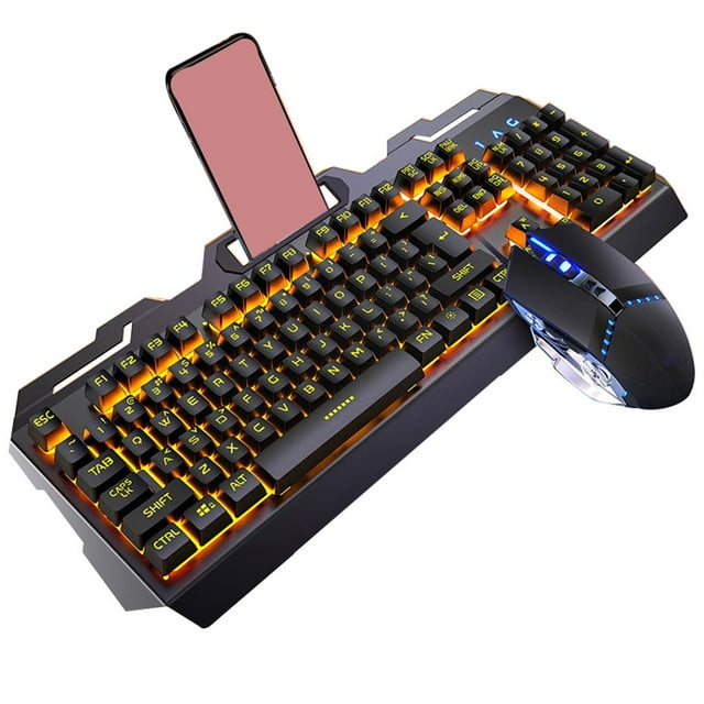ZheElen Ensemble Clavier Souris Écouteurs de Jeu avec Touches Mécaniques Réelles Ensemble Souris No.6
