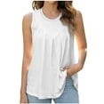 thumbnail image 1 of FAIWAD Camisole pour Femmes Smmuer Col Rond Sans Manches Tuniques Décontractées Froncées Grande Taille Chandails à Enfiler, 1 of 4