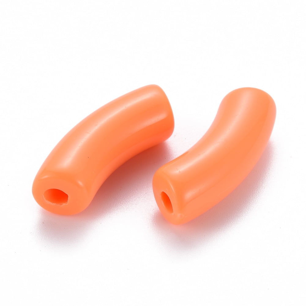 500 g Opaque Acrylic Beads Curved Tube Coral 36x13.5x11.5mm Hole: 4mm 133pcs/500g