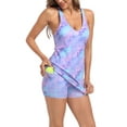 thumbnail image 4 of HDE Women's V-Neck Exercise Dress with Built in Bra and Separate Shorts Marble Smoke XL, 4 of 6