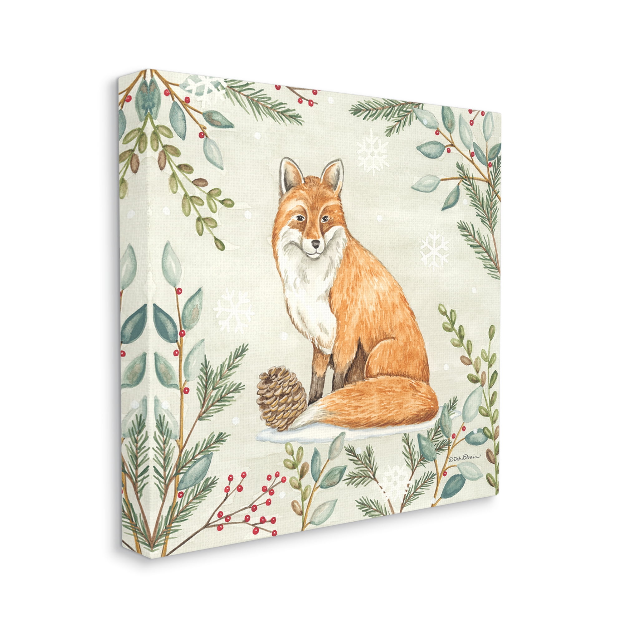 Stupell Industries Fox in Winter Forest Holiday Painting Gallery Wrapped Canvas Print Wall Art, 36 x 36