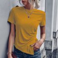 thumbnail image 2 of Tops For Women Trendy Sevevn Women's Short Sleeve Solid Color Crewneck Casual Top Pullover T-Shirt, 2 of 6