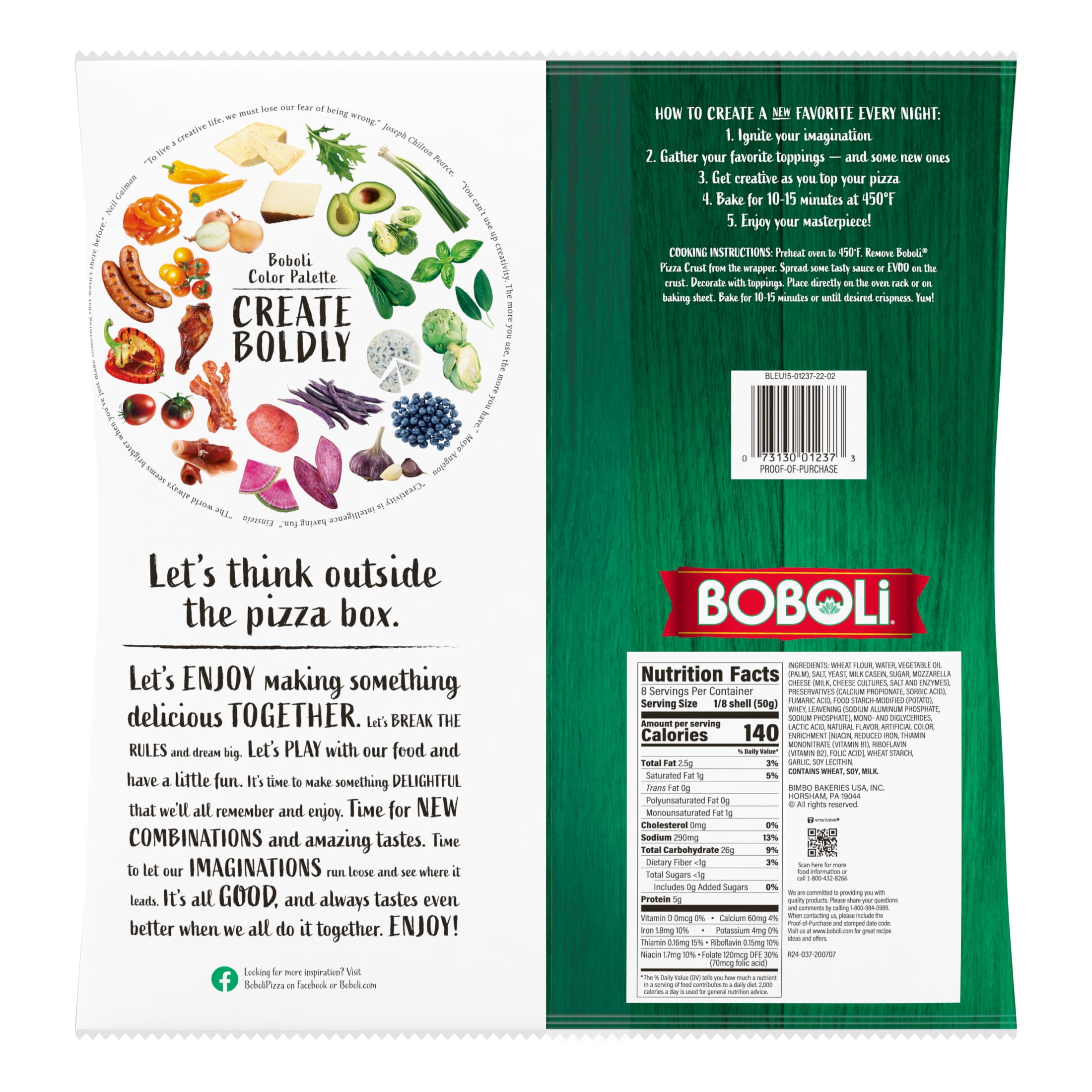 Boboli Original Crust, 14 oz, Plain Pizza Crust, Bag